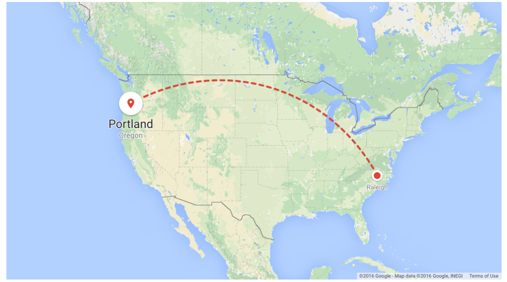 Map image to Portland